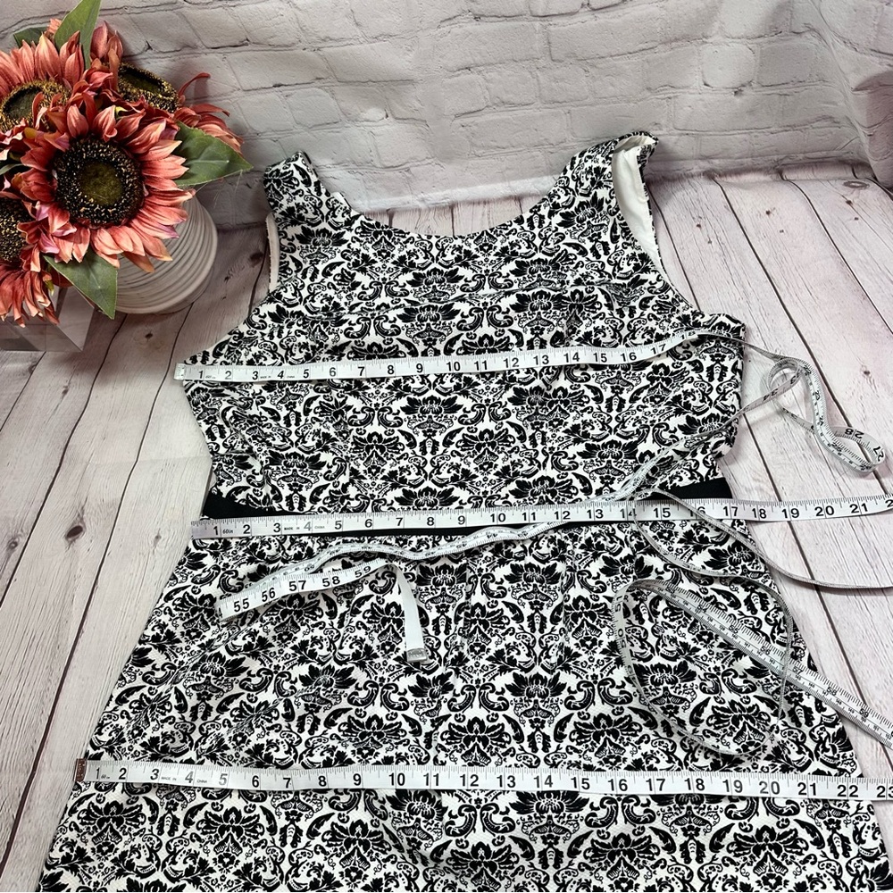LOFT Black White Patterned sheath sleeveless Dress womens 12 classic office - Picture 5 of 7